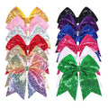 12-Color Jumbo Glitter Cheer Bow Clip – 7” Sequin Hair Bow for Girls, Perfect for Softball, Uniforms, Christmas, Halloween, and Special Occasions