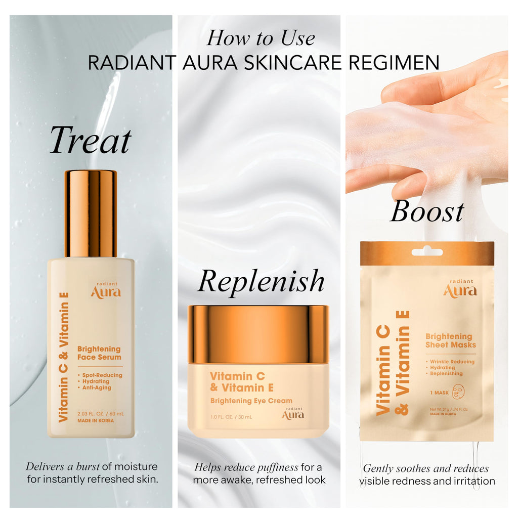 Radiant Aura Vitamin E & C Serum For Face – Dermatologist Tested, Anti Aging, Korean Skin Care – Revives Tired Skin, Smooths Fine Lines, Lightweight Hydration – Vegan, Clean Beauty – Pack of 2