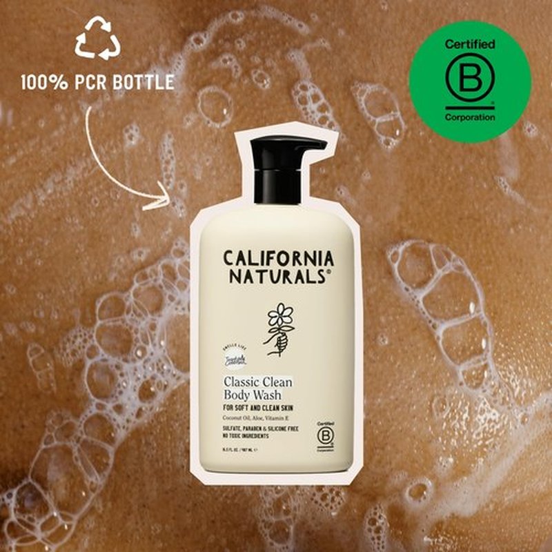 California Naturals Body Wash for Women and Men, Vitamin E Shower Gel Cleanser, Natural, Vegan & Cruelty Free, Paraben & Sulfate Free, Moisturizing Skin, Coconut, All Skin Types, 16.5 fl oz