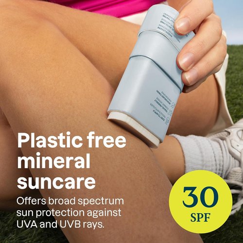ATTITUDE Mineral Sunscreen Stick - SPF 30, EWG Verified, Plastic-Free, Unscented, 2.1 Ounces