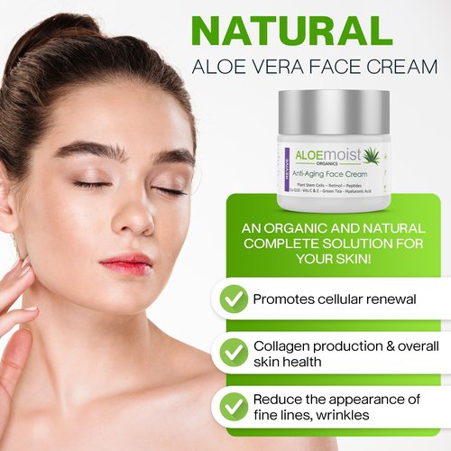 Advanced Retinol Cream for Face: Aloemoist Revive Anti Aging Face Cream for Women & Men Topical Retinoid Wrinkle Repair Day or Night Moisturizer, Organic Retinol Facial Moisturizer for Aging Skin Care