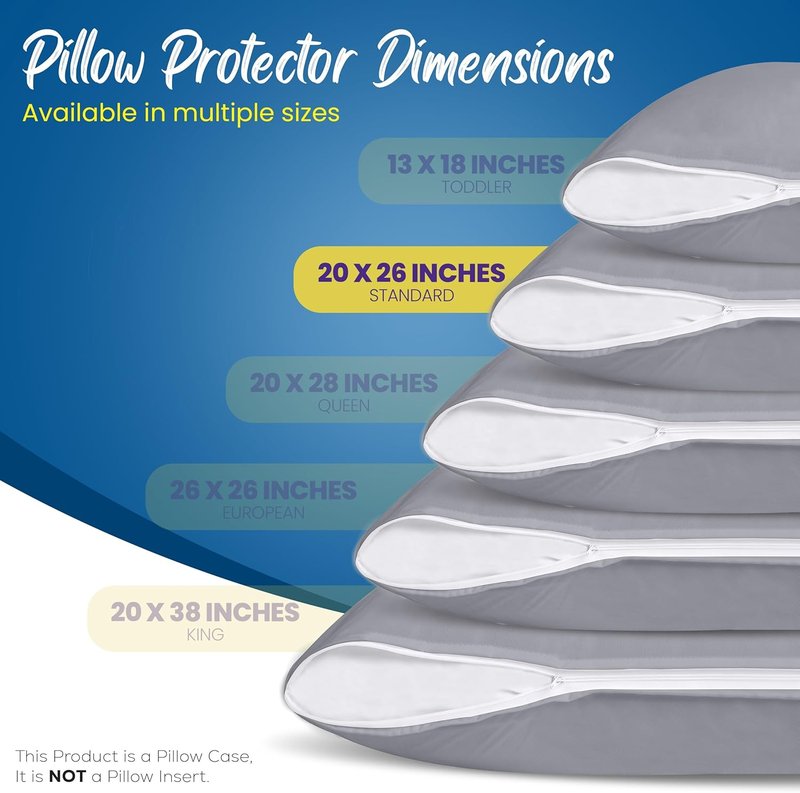 Utopia Bedding Waterproof Pillow Protectors - Bed Bug & Dust Mite Proof | Standard Size Set of 4 - Gray