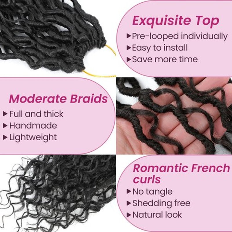 Goddess Locs Crochet Hair 16 Inch 8 Packs Boho Faux Locs Crochet Hair For Black Women Synthetic Hippie Locs Pre Looped Crochet Braids With Curly Ends
