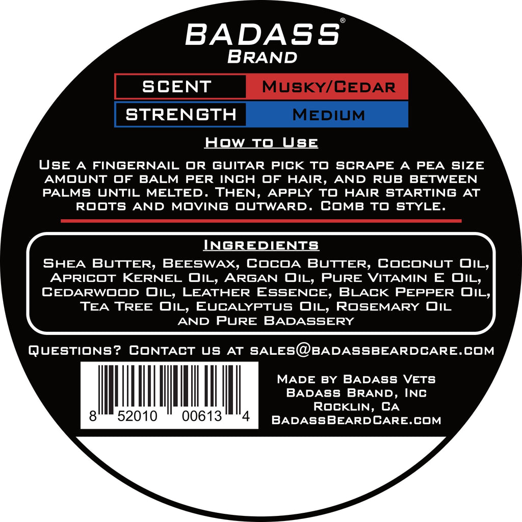 Badass Beard Care Beard Balm - The Patriot Scent, 2 Ounce - All Natural Ingredients, Keeps Beard and Mustache Full, Soft and Healthy, Reduce Itchy and Flaky Skin, Promote Healthy Growth