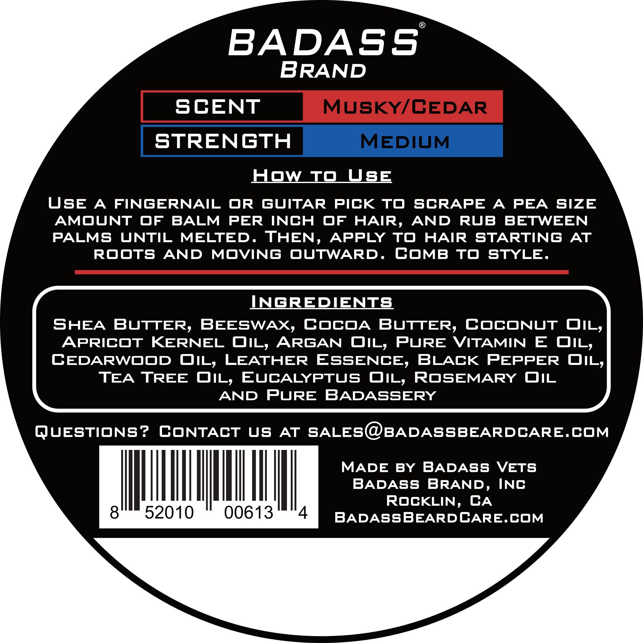 Badass Beard Care Beard Balm - The Patriot Scent, 2 Ounce - All Natural Ingredients, Keeps Beard and Mustache Full, Soft and Healthy, Reduce Itchy and Flaky Skin, Promote Healthy Growth