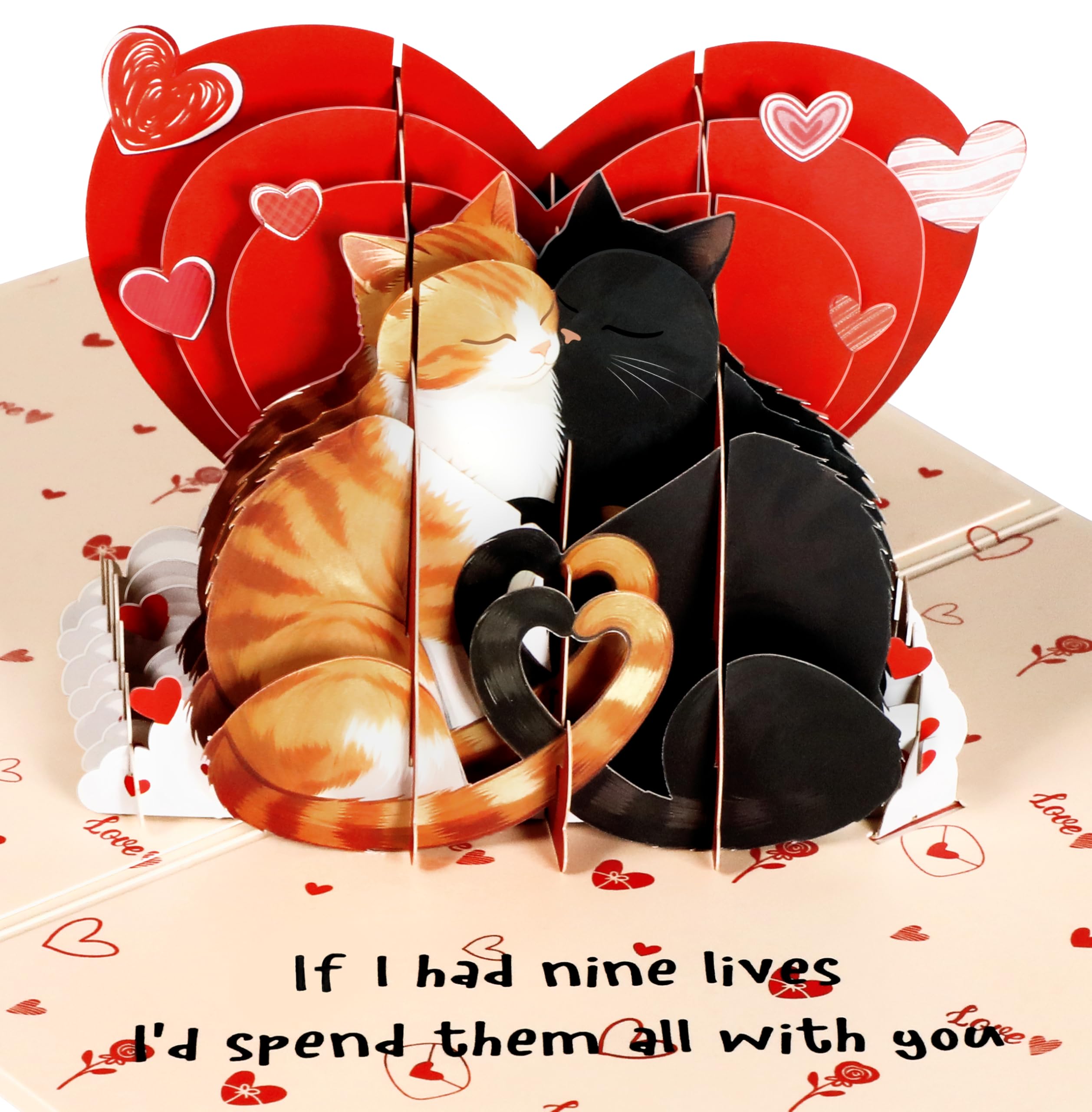 Coralogo Pop Up Anniversary Card - Cat Couple Theme 3D Romantic Anniversary Pop Up Card Cute Wedding, Birthday Thinking of You Cards with Envelope Gift for Cats Lover, Her, Him, Wife, Girlfriend, Boyfirend, Husband