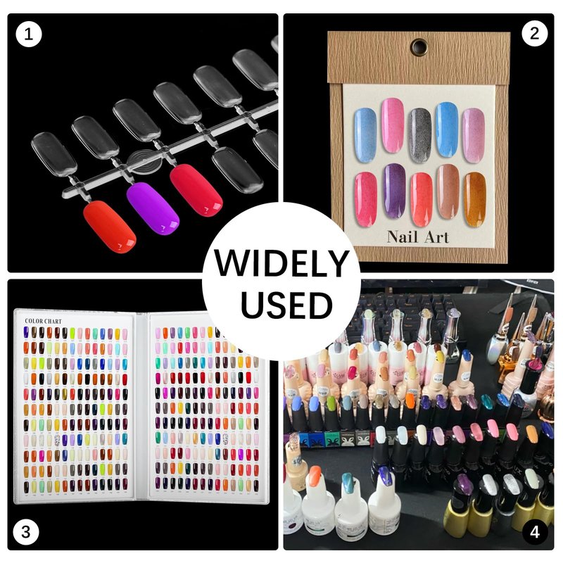 Vnjaoi 360PCS Flat Square Nail Tips for Nail Color Display Book, Color Display Chart Nail Display Card for Colorful Nail Polish DIY Training Practicing Displaying (Transparent)