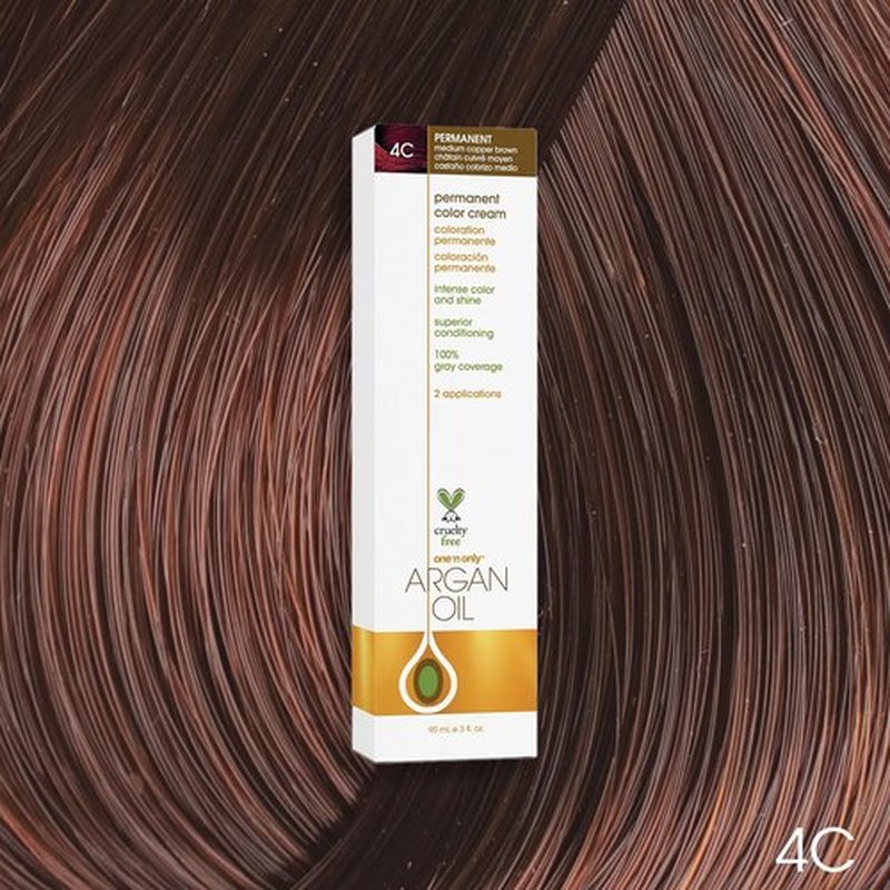 One N' Only Permanent Hair Color - Argan Oil Infused Dye for Rich, Accurate Tones - 4C Medium Copper Brown (3 oz)
