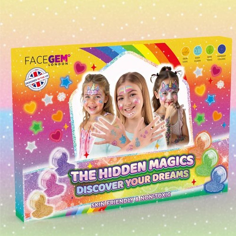 60 Colour – Glitter Tattoos for Kids, Glitter Tattoo Kit, Temporary Tattoos for kids, 200+ Stencils, 60 Colour (20 Neon), 6 PCS Face Paint, 1000+ Rhinestones, Surprise Gift Items
