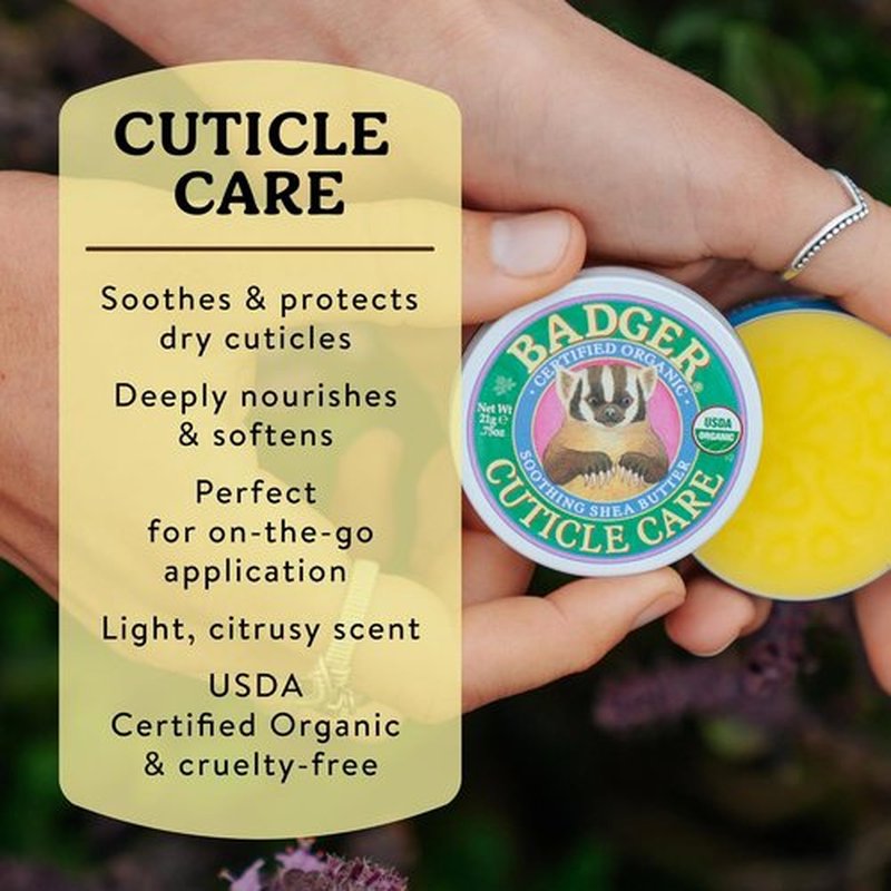 Badger Cuticle Cream - Deep Hydration for Dry Cuticles & Hangnails | 100% Organic Shea Butter Balm, 0.75oz Tin