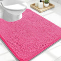 OLANLY U-Shaped Toilet Rug - Extra Soft Chenille Bath Mat, Quick-Dry & Non-Slip | 24x20, Hot Pink
