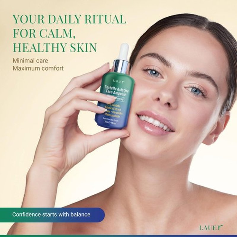 Centella Asiatica Ampoule Serum 95% Madagascar Extract Redness Relief & Barrier Repair with Peptides Ceramides & Madecassoside Soothing Hydrating Serum for Sensitive Irritated Skin 1 fl oz