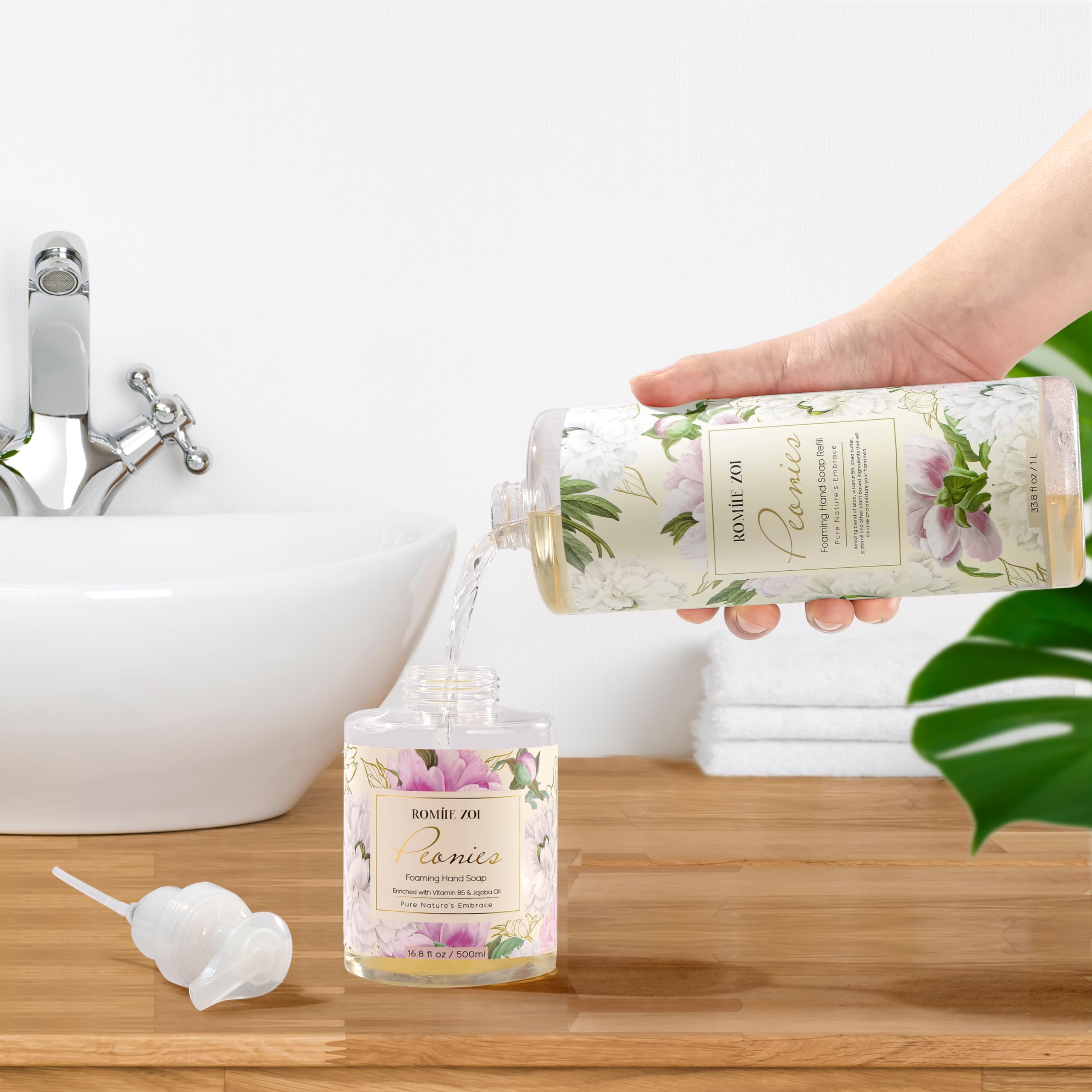 ROMIIE ZOI Foaming Hand Soap Refill, Peony, Gentle & Moisturizing Formula, 1 L/ 33.8 FL OZ
