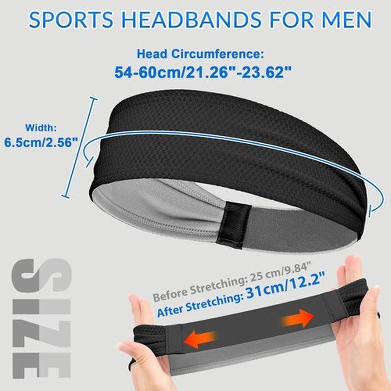 Sukeen Sports Headbands - Moisture-Wicking Non-Slip Sweatbands for Men | Breathable Elastic for Running & Fitness