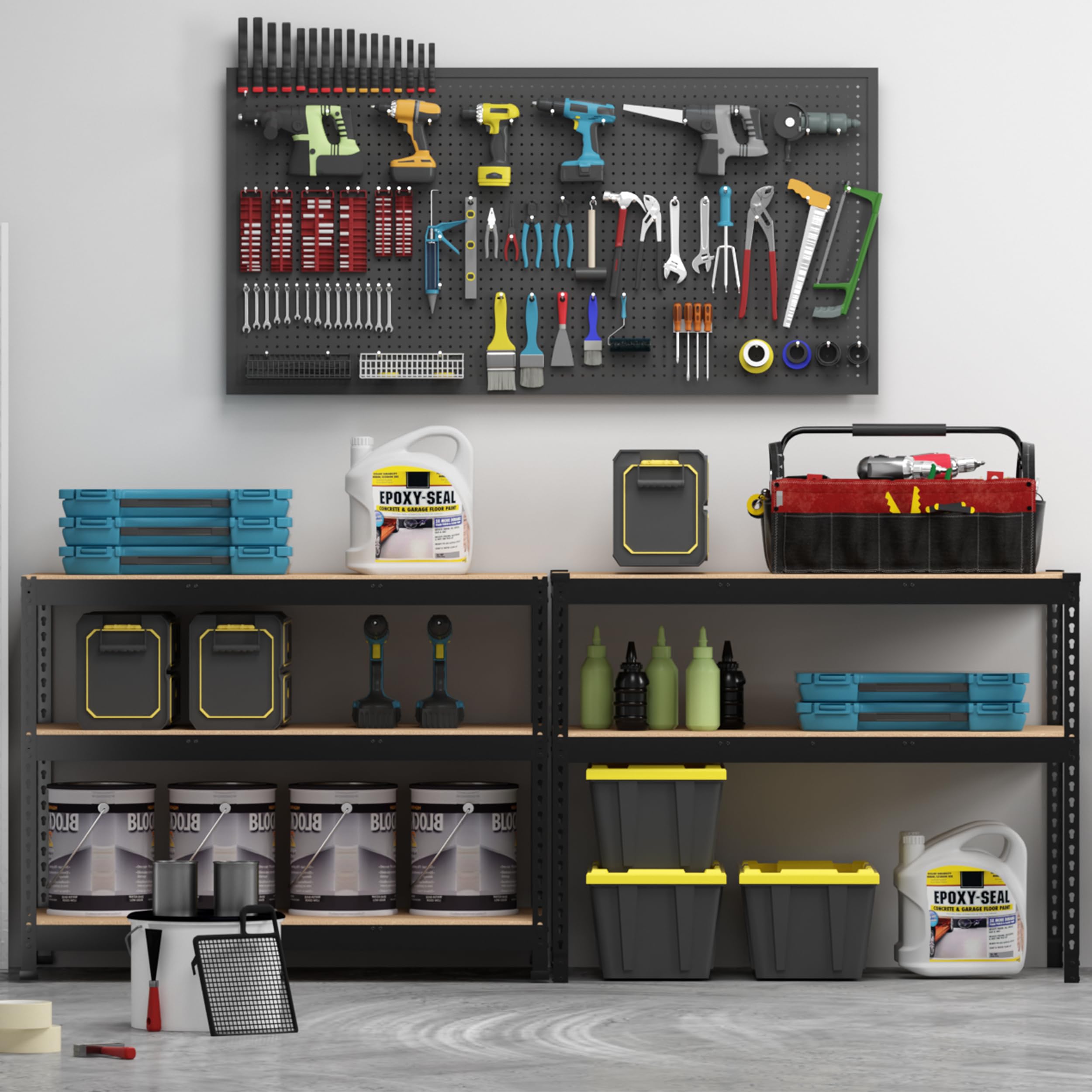 PrimeZone 48"W x 24"D x 72"H Garage Storage Shelves, 5-Tier Metal Shelving