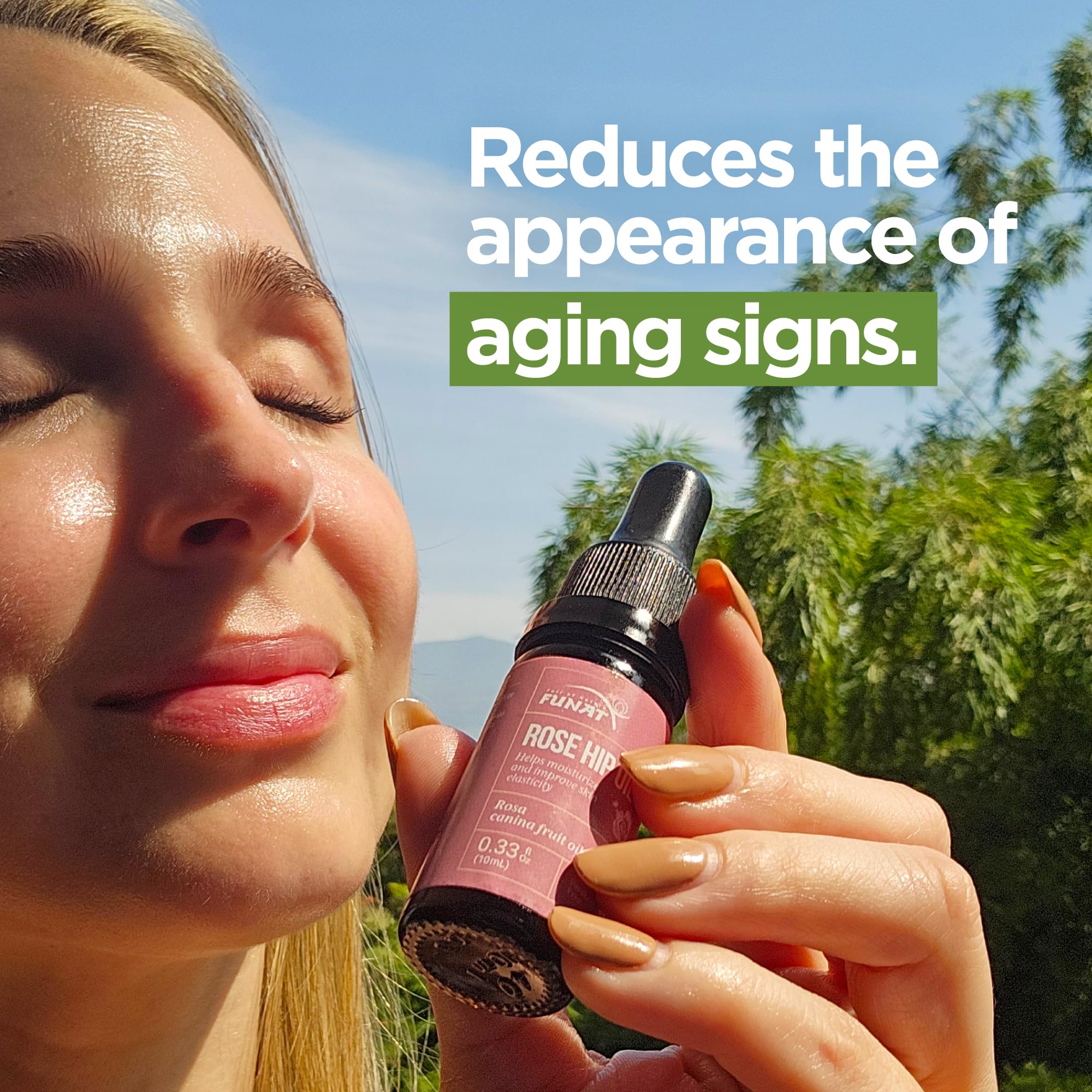 FUNAT 100% Pure Rosehip Oil –Facial & Skin Moisturizer – 0.3 FL OZ | Aceite de Rosa Mosqueta Puro