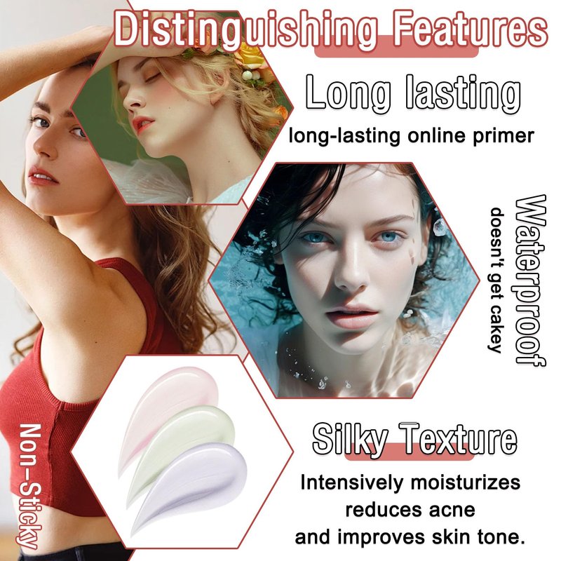 LJYBoBin 3 in 1 Color Correcting Cream,Moisturizing Isolation Cream Oil Control One Step Color Corrector,Skin Tone Correcting Concealer & Invisible Pore Face Primer Foundation Makeup