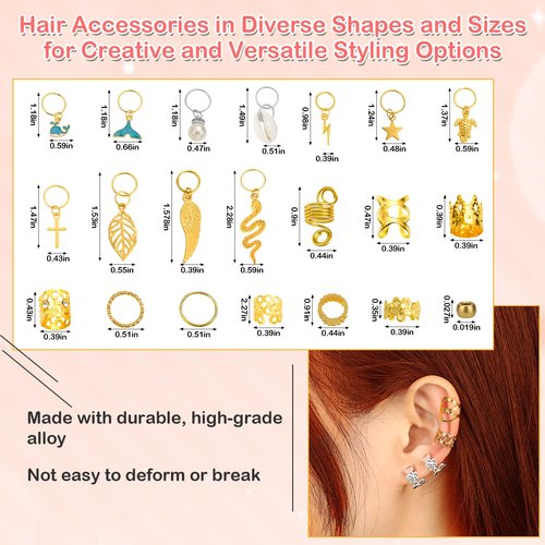 324 Pcs Gold and Silver Hair Jewelry for Braids, Dreadlock Accessories for Women Men, Metal Hair Cuffs Rings Clips Charms Beads for Braids Locs, Perfect for Parties, Festivals, Weddings, Daily Styling