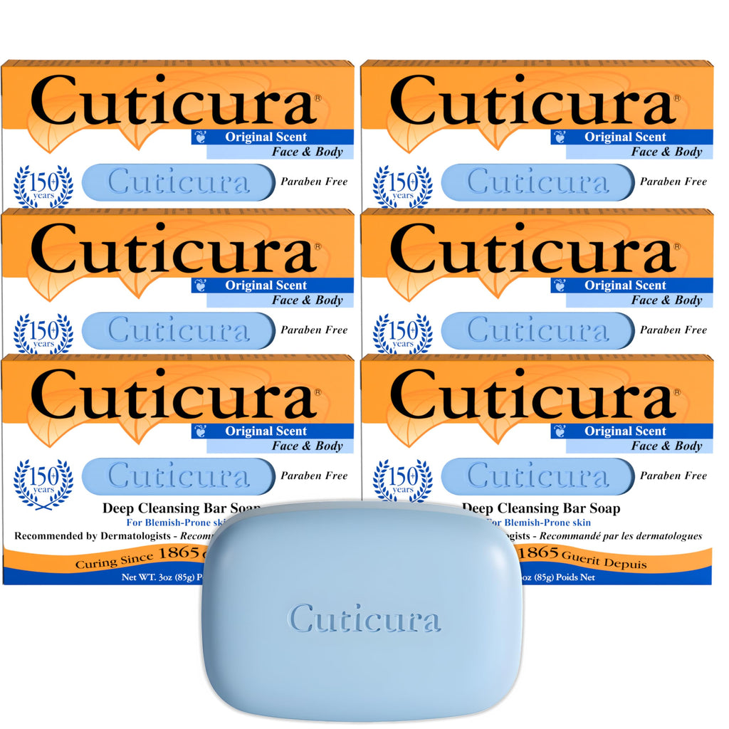 Cuticura Official Deep Cleansing Face and Body Soap - 3 oz (Pack of 6)
