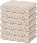 Homaxy 100% Cotton Waffle Weave Dish Towels - Ultra Soft & Absorbent, Quick Drying | 13 x 28 Inches, 6-Pack, Beige