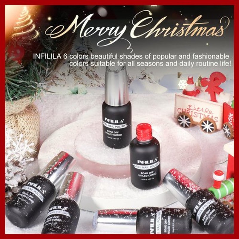 NXJ INFILILA Cat Eye Christmas Gel Nail Polish Set 6 Colors, Winter Christmas Gel Polish Set Sparkle Green Red Glitter Silver New Year Fall Gel Polish Kit Nail Art Manicure(Feline Luster07)