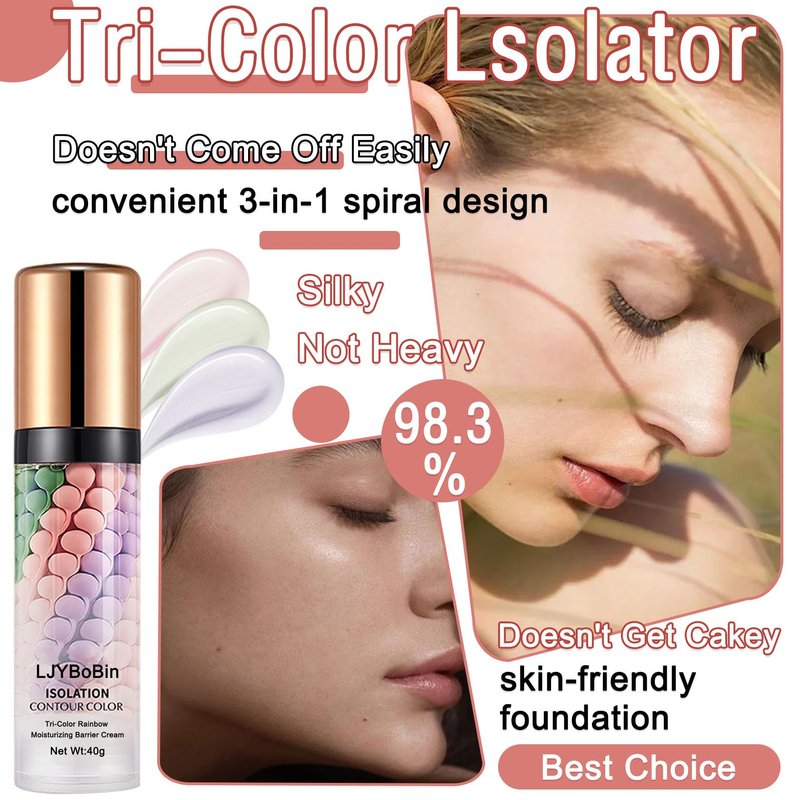 LJYBoBin 3 in 1 Color Correcting Cream,Moisturizing Isolation Cream Oil Control One Step Color Corrector,Skin Tone Correcting Concealer & Invisible Pore Face Primer Foundation Makeup