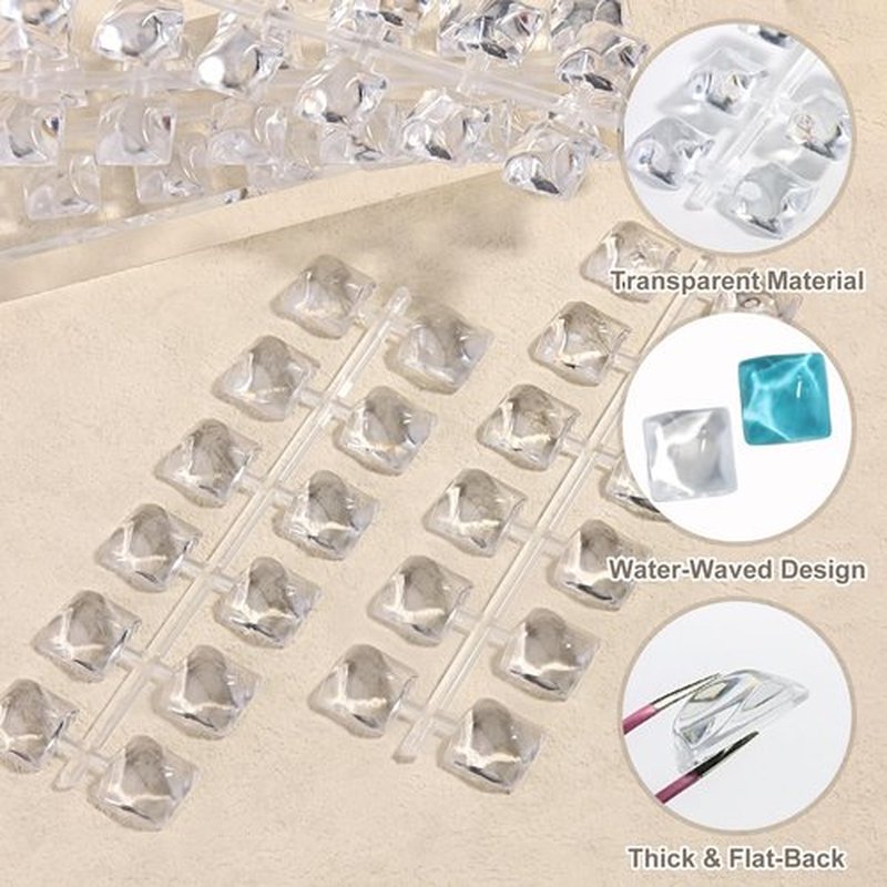 SUTOKAKA 240Pcs Solid Square Nail Polish Swatches Display Cards Uneven Texture Crystal Clear Glassy Nail Color Swatch Dots Chart Tips for Nail Salon Training Practicing Beginners Professionals