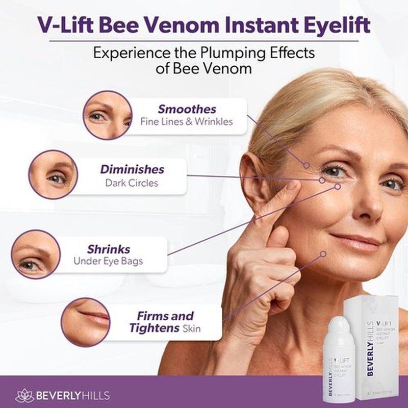 Beverly Hills V-Lift Eye Serum - Instant Eye Lift & Tuck with Bee Venom for Dark Circles | 30mL (120 Day Supply)
