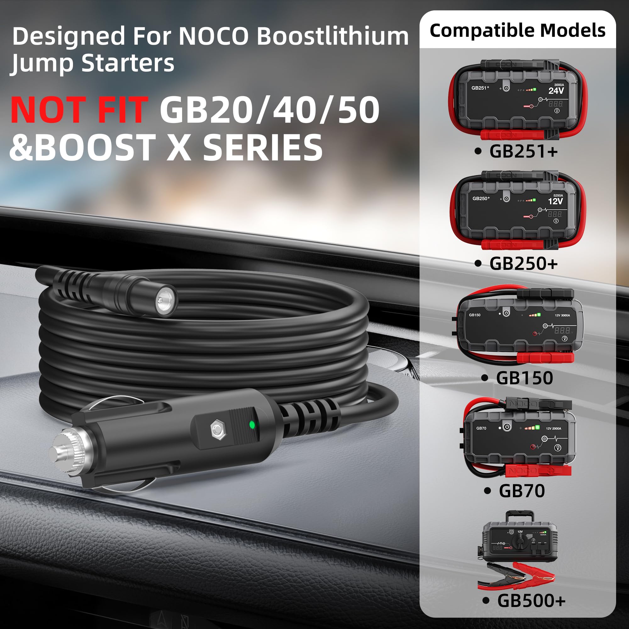 Charger Car Adapter for NOCO Jump Starter, 56W 14V Car Adapter Compatible with NOCO GB70 GB150 GB250+ GB251+ GB500 GB500+ Genius Boost Ultra Safe Lithium XGC4 XGC Jump Starter