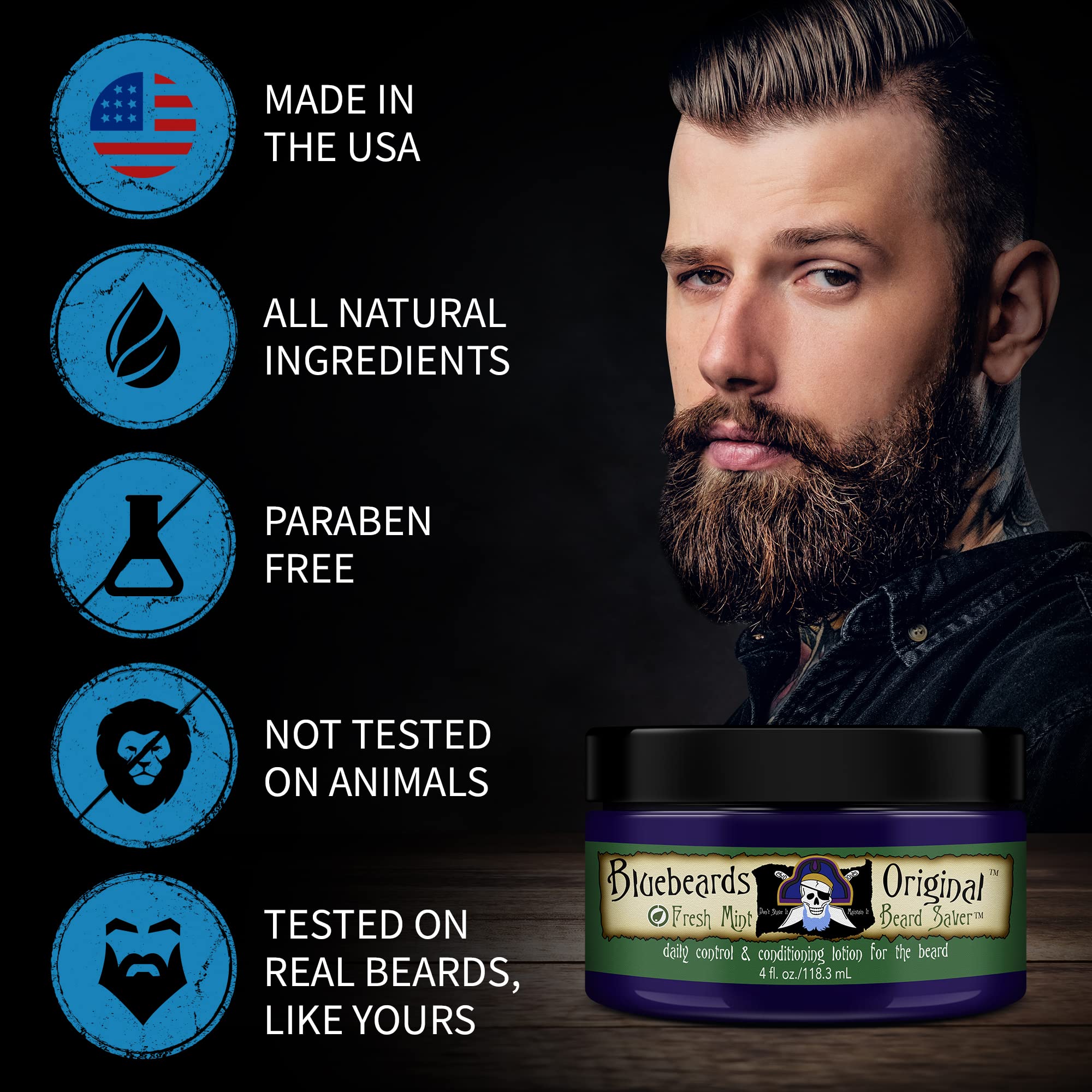 Bluebeards Original Beard Balm Leave-In Conditioner for Men Fresh Mint 4 oz