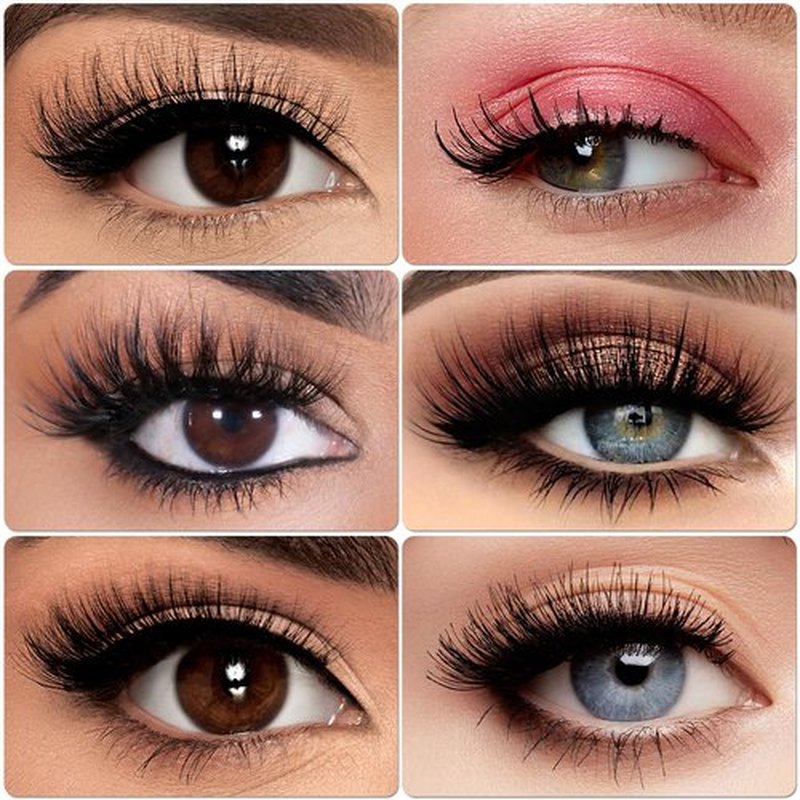 LoveOurHome 12 Pairs Faux Mink Lashes Wispy Lashes 8D Volume False Eyelashes Flully Eye Lash Extesnion Curly Cat Eye Fake Lashes 2 Style Pack Natural Look Fake Eyelash with Tweezers for Women Girls