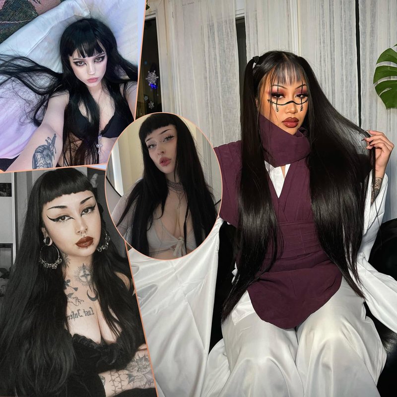 YKHJH 40 Inch Black Synthetic Wig Long Straight Wigs Synthetic Hair,Heat-Resistant Fiber Glueless Wig for Cosplay Daily Wear （Black）