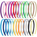 Fishdown 26 Pcs Satin Headbands for Girls DIY Craft Head Bands Hard Thin Headband Rubber Plastic Colorful Hairbands for Kids Teens Party Favors