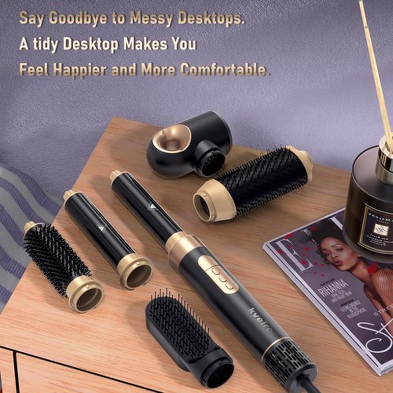 6 in 1 Hot Air Brush & Hair Dryer–High-Speed Hair Dryer Brush with Auto Wrap Curlers, Hot Air Styler Wrap Fast Drying & Frizz-Free Styling, No Heat Damage, Volumizing with Travel Bag.