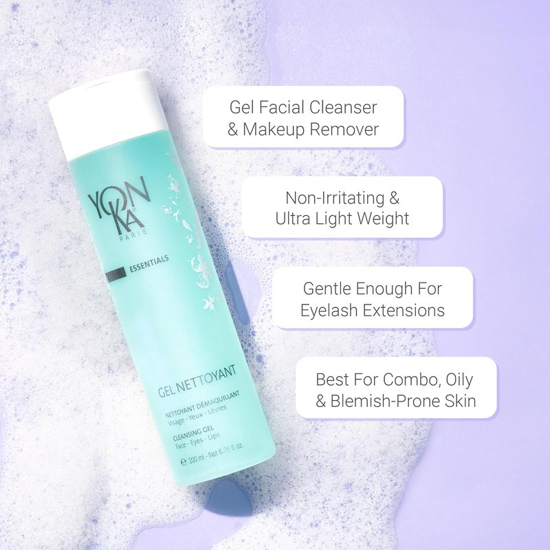 Yonka Gel Cleanser - Gentle Foaming Face Wash & Makeup Remover | Balances pH & Cleanses Pores | For Acne Prone & Oily Skin