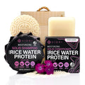 Viori Terrace Garden Shampoo & Conditioner Bar Set | Handcrafted Rice Water Formula for Hair Growth - Bamboo Holder Included