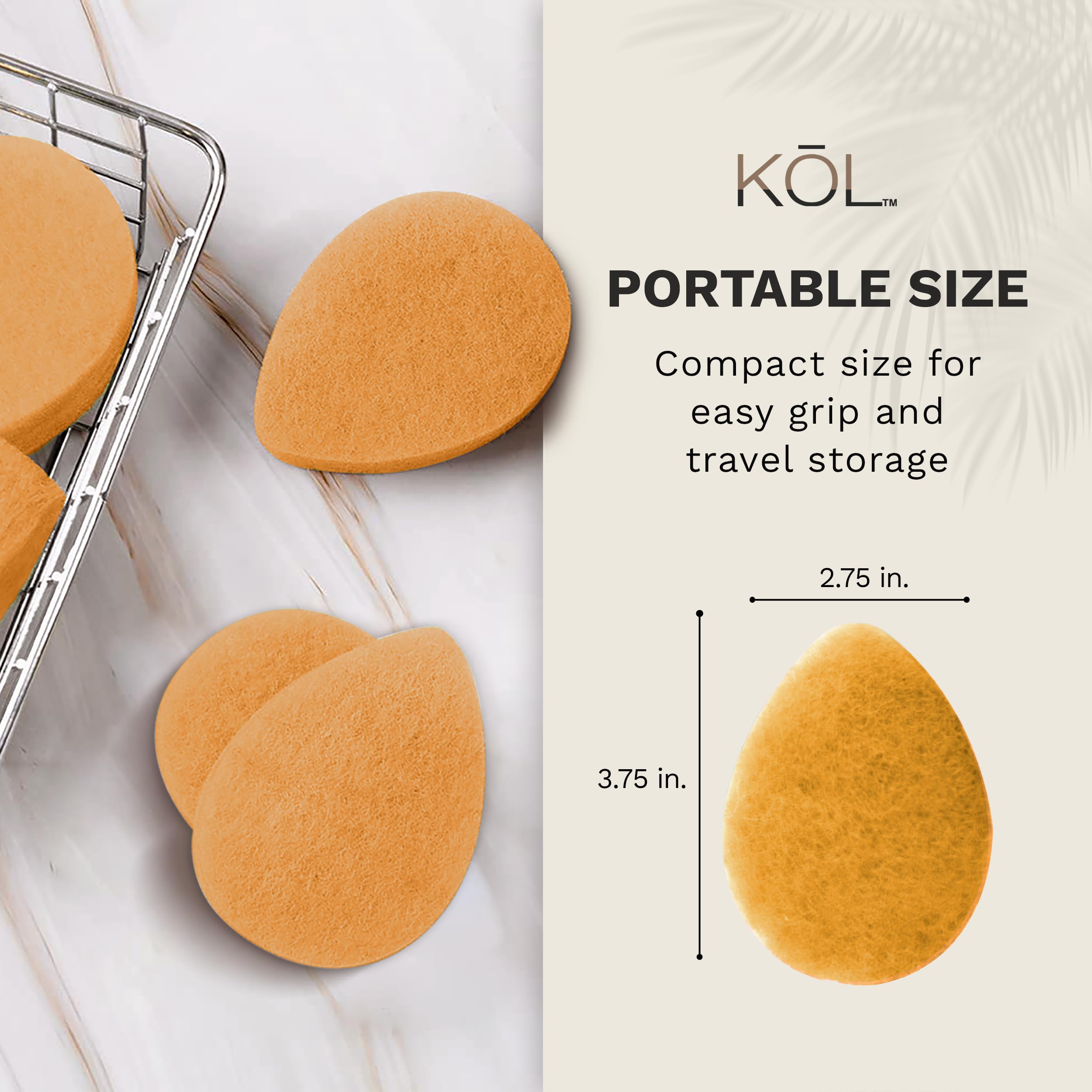 KOL Face Scrubber Pads, Citrus and Vitamin C Infused Exfoliating Facial Cleansing Sponges for Daily Face Wash and Makeup Removal, 6 Count