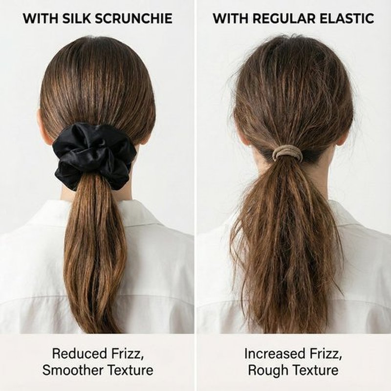 Silmer 22 Momme Mulberry Silk Pillow Scrunchie – Extra Large Soft Hair Tie for Women, Prevents Frizz & Breakage, Jumbo Sleeping Scrunchie (Black,1Pc)