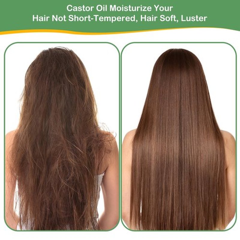 MMPANG Organic Castor Oil for Hair Body Lashes Brow,USDA Certified 100% Pure Natural Glass Bottle, Cold Pressed, Hexane Free. Castor Oil for Hair Growth, Thicker Fuller Brows, 8.45oz