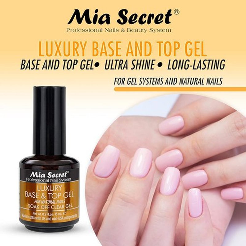 Mia Secret Clear Gel Polish - Luxury Base & Top Coat - High Gloss Finish - 15ml | Gelux Compatible