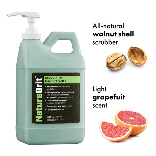 NatureGrit – Heavy Duty Industrial Hand Cleaner Pump-top – Walnut Shell Conditioners for Skin Protection for Auto Mechanics, Manufacturing, and Anyone with Working Hands (1)