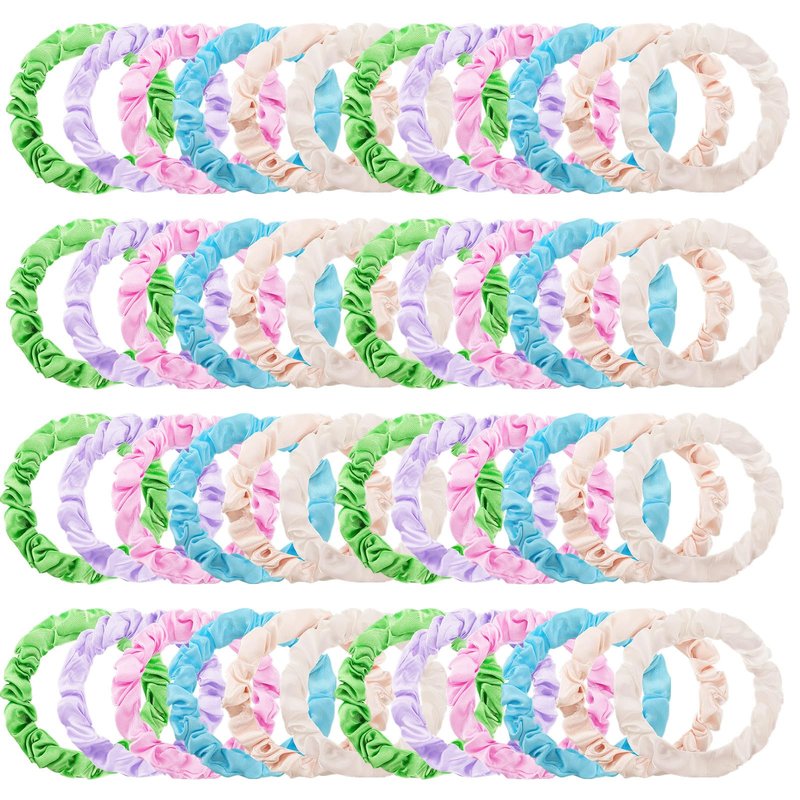 WILLBOND 48 Pieces Pastel Small Scrunchies Bulk Macaron Mini Satin Hair Ties Multicolor Elastic Silk Hair Bands Accessories Ponytail Holders for Women
