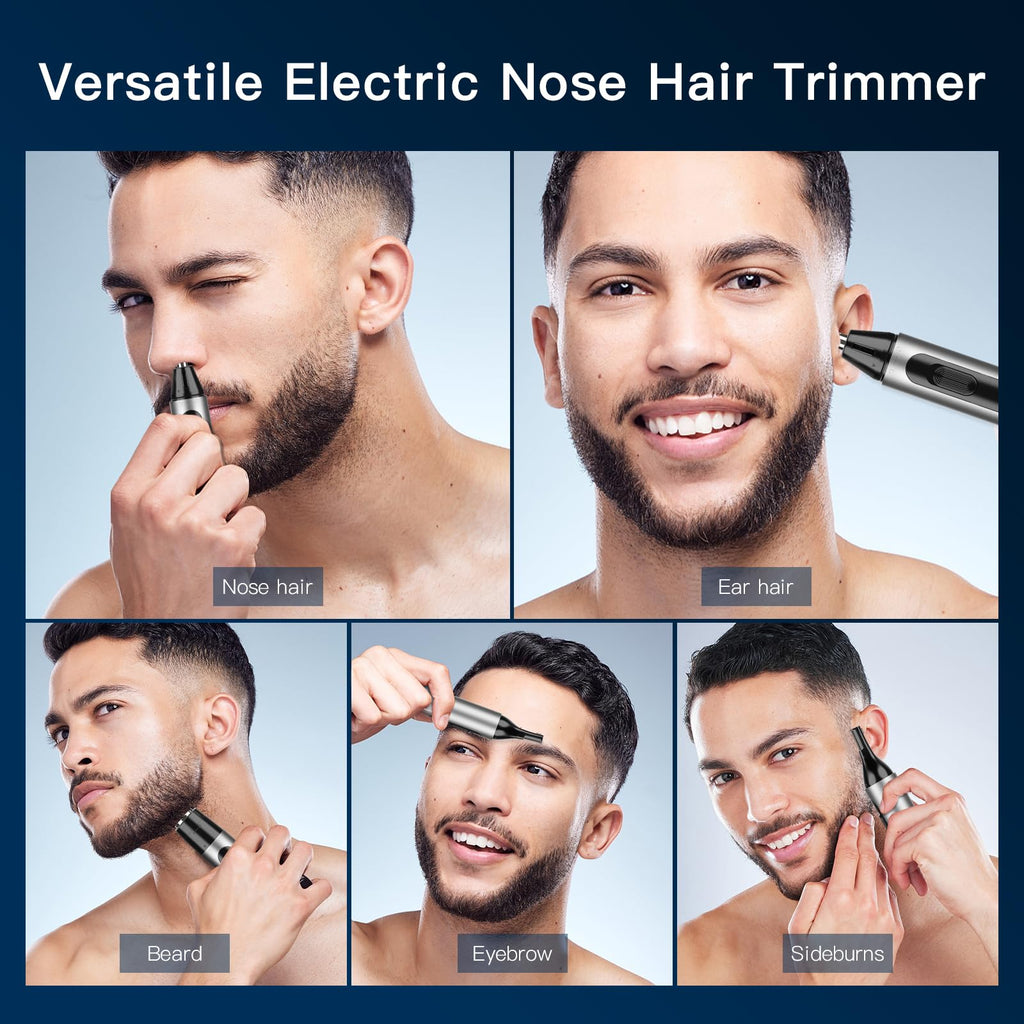 Dapsang Nose Hair Trimmer for Men Rechargeable USB Ear Nose Eyebrow Razor 3 in 1 Electric Facial Hair Trimmer Kit Waterproof Nasal Trimmer Painless Hair Clippers Shaver for Easy Cleansing