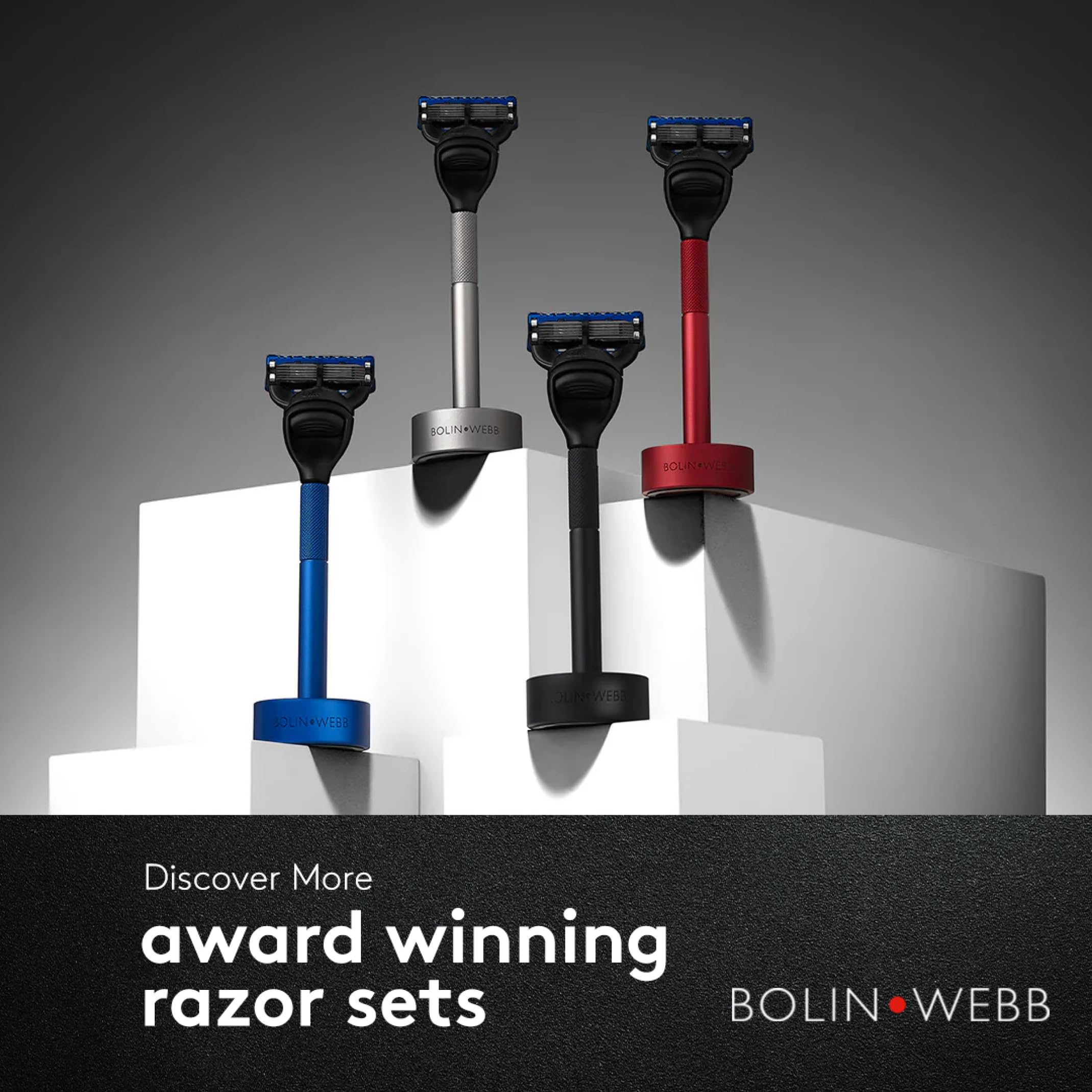 Bolin Webb Generation Razor & Stand - Luxury Razors for Men with Gillette Fusion 5 Blades, Premium Aluminum Shaving Razor for Smooth, Comfortable Shave, Ideal Gift & Daily Grooming Set (Red)