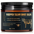 FJALLUFT Beef Tallow and Honey Balm Moisturiser, Whipped Grass Fed with Raw Honey and Olive Oil, Anti-Aging Facial Cream, Unscented, 3 Ounce (Medium)