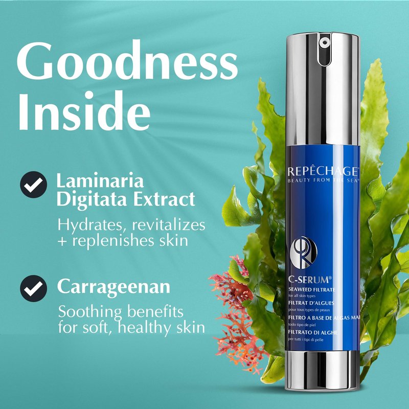 Repechage C Serum Seaweed Face Serum – Antioxidant & Vitamin-Rich Daily Hydration for All Skin Types – Lightweight, Silky, Fast-Absorbing Texture for Soft, Smooth, Supple Skin – 30 mL / 1 fl oz