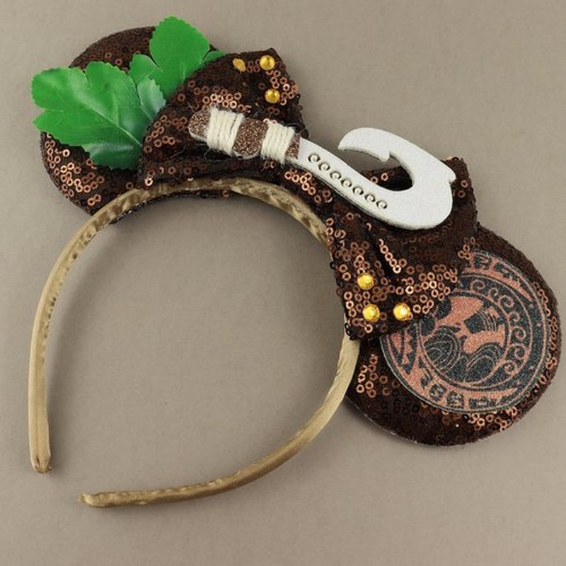 LIHELEI Maui Mouse Ears Headband, Moana Ear Headbands for Women Birthday Party, Costume Headwear Hair Accessorie -Brown