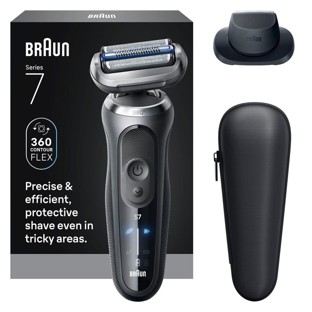 Braun Electric Shaver for Men, Series 7 7120s, Wet & Dry Shave, Turbo & Gentle Shaving Modes, Waterproof Foil Shaver, with Precision Trimmer, Space Grey