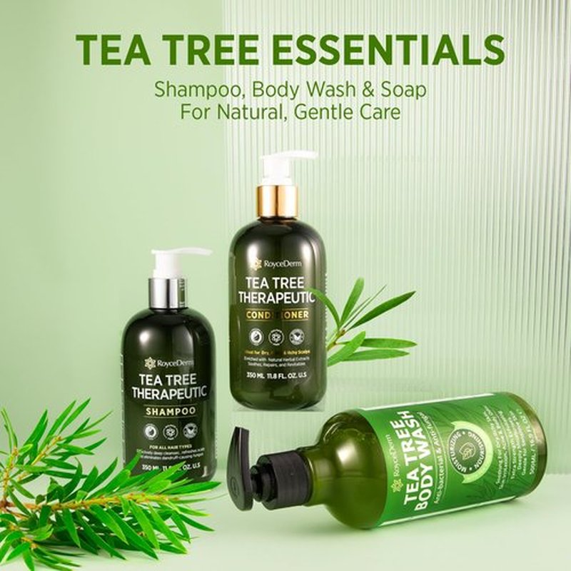 Roycederm Tea Tree Antifungal Shampoo: Folliculitis Shampoo for Dry Scalp, Dandruff, and Itchy Scalp - Medicated Clarifying shampoo with Tea Tree Oil, Paraben & Sulfate Free