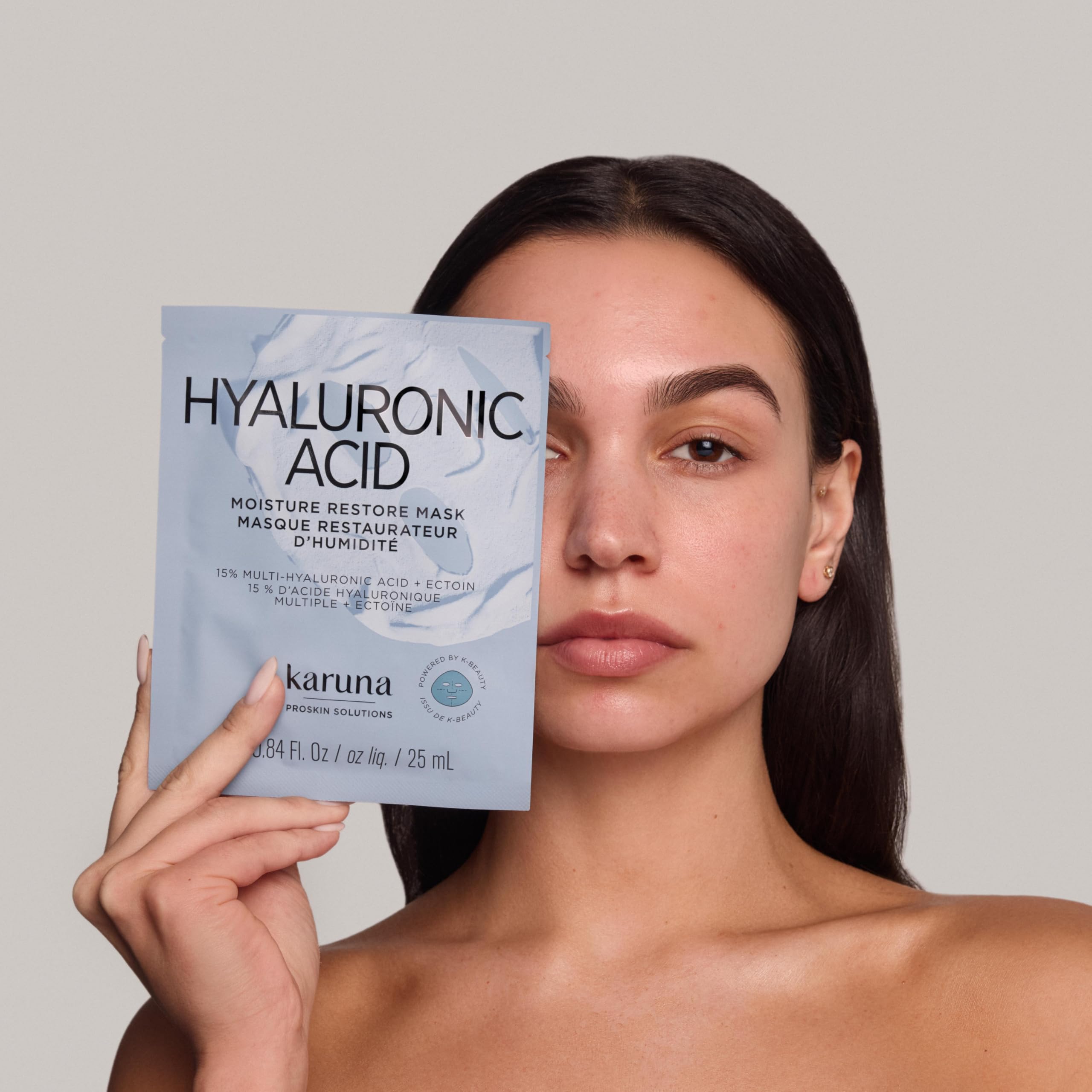 Karuna Hyaluronic Acid Pro Face Mask 4-Pack - K-Beauty Hydrating Sheet Masks with 15% Multi-Hyaluronic Acid, Ectoin, 5% Niacinamide & Panthenol - Biodegradable Japanese Cotton Treatment
